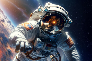 Wall Mural - astronaut in space looking in to the camera