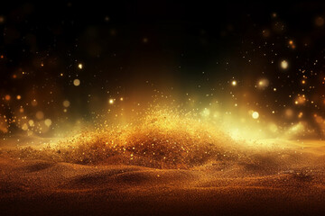 Wall Mural - texture background of golden sand on the bottom and glowing sparkles above