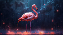 Pink Flamingo Hd Wallpaper With Dark Background.  Generative AI