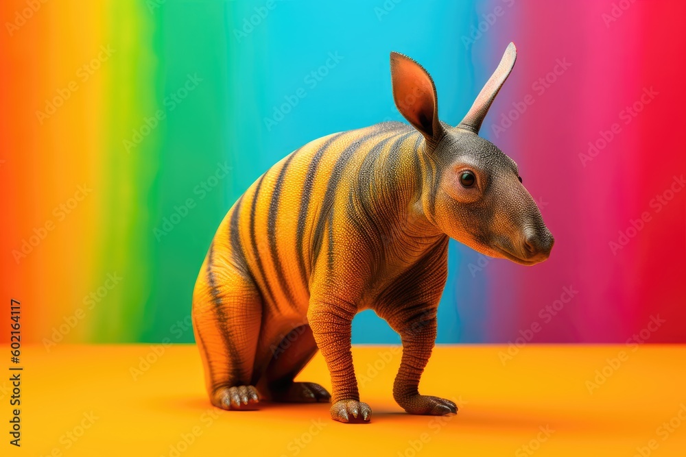 AArdvark or Orycteropus on a brightly colored background, burrowing ...