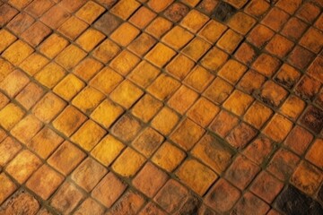 Poster - detailed view of a yellow and brown tiled floor Generative AI