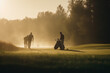 A group of people on a golf course