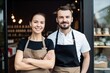 © inspiretta - Couple of small business owners, generative ai happy proud entrepreneur partners