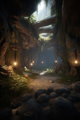 Canvas Print - beautiful underground cave generative ai