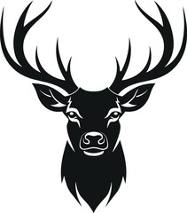 buck, deer, head logo, vector illustration design isolated on white background, great for your hunti