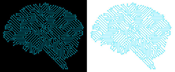 Poster - brain circuit blue artifical intellegence concept transparent background