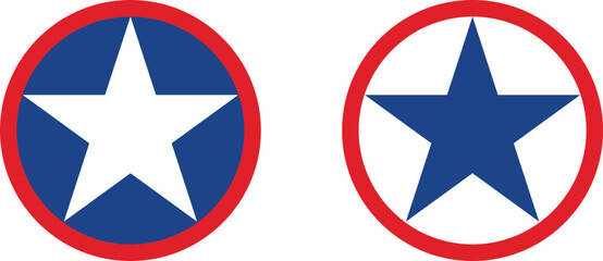 Poster - American flag star . American Star icon set vector Logo Template in colors of american flag