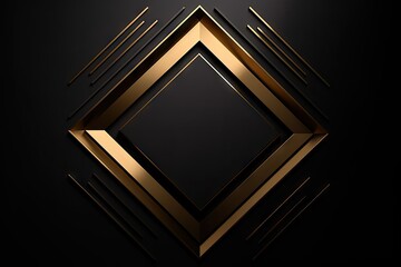 Poster - Abstract Square Icon Design with Copy Space on Black Background. Generative AI illustrations.