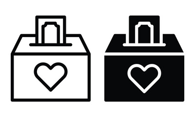 Charity box icon with outline and glyph style.