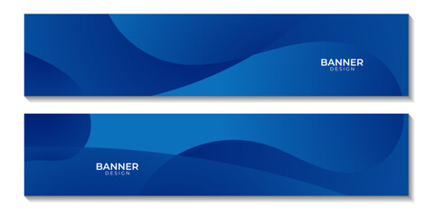 Poster - abstract banners set dark blue wave colorful gradient background for business finance