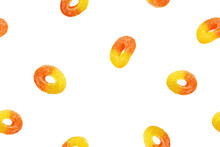Peach Ring Seamless Pattern - Gummies - Fruit Jelly Candy - Peach Ring Gummies