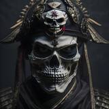 pirate skull and crossbones, skeletal samurai , skeletal samurai with pirate hat, Samurai Skull.