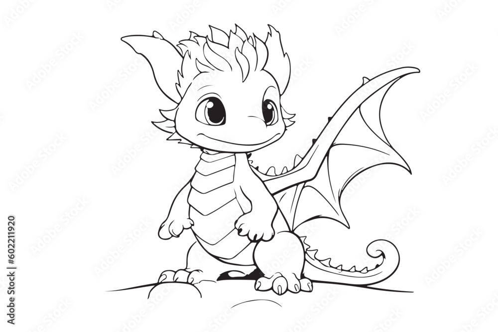 Dragon Character For Coloring Page, Creative Coloring Experiences with ...