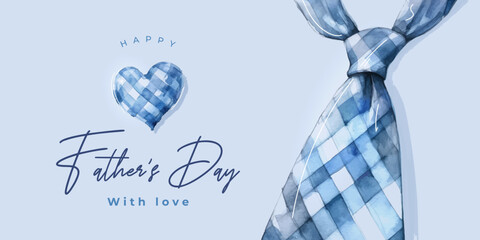 Wall Mural - set of fathers day greeting cards in blue tones with plaid men's tie, bow tie and heart. fathers day