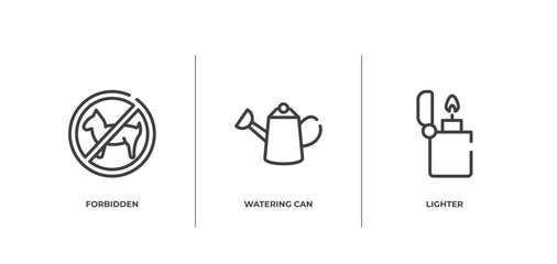 Wall Mural - hunting outline icons set. thin line icons sheet included forbidden, watering can, lighter vector.