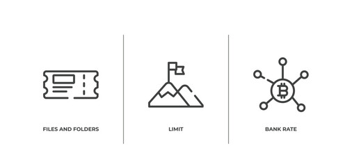 Poster - economy outline icons set. thin line icons sheet included files and folders, limit, bank rate vector.