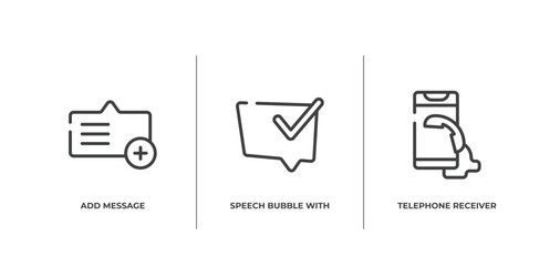 Poster - smartphones outline icons set. thin line icons sheet included add message, speech bubble with check, telephone receiver vector.