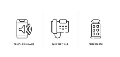 Poster - history of phones outline icons set. thin line icons sheet included telephone volume, business phone, phonebooth vector.