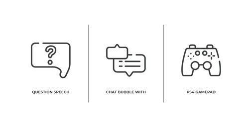 Poster - smart devices outline icons set. thin line icons sheet included question speech bubble, chat bubble with ellipsis, ps4 gamepad vector.