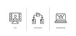 cyber crimes outline icons set. thin line icons sheet included null, file sharing, ransomware vector.