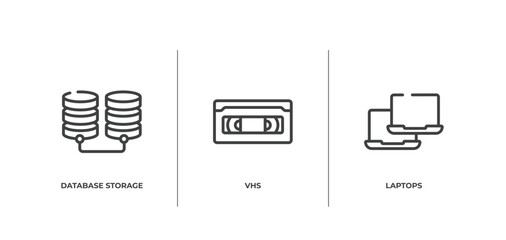 Poster - network architecture outline icons set. thin line icons sheet included database storage, vhs, laptops vector.