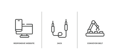 Poster - ai for earth outline icons set. thin line icons sheet included responsive website, jack, conveyor belt vector.