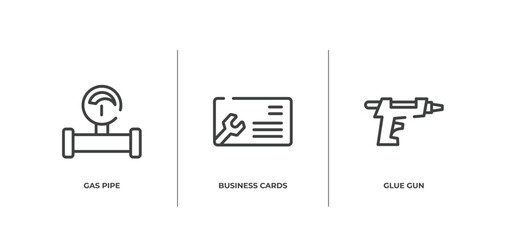 Poster - handcraft outline icons set. thin line icons sheet included gas pipe, business cards, glue gun vecto