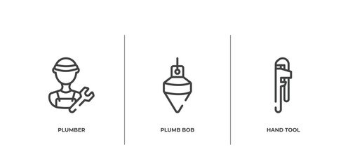 Poster - construction outline icons set. thin line icons sheet included plumber, plumb bob, hand tool vector.