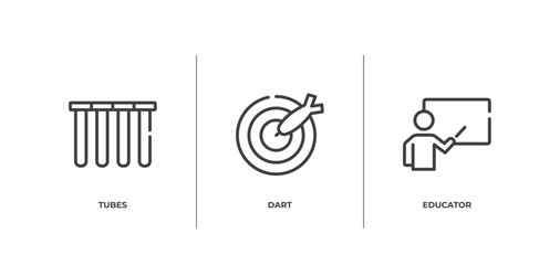 Poster - kindergarten outline icons set. thin line icons sheet included tubes, dart, educator vector.