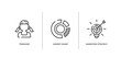general outline icons set. thin line icons sheet included teenager, market share, marketing strategy vector.