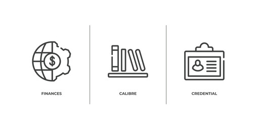 Poster - bold seo and marketing outline icons set. thin line icons sheet included finances, calibre, credential vector.