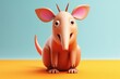 Cute kawaii aardvark or Orycteropus cartoon character, burrowing, nocturnal mammal in Africa of the order Tubulidentata, insectivore with long snout, created with generative AI. 