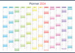 Planner calendar for 2024. Wall organizer, yearly template. One page. Set of 12 months. English