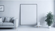 © Michael - Blank canvas frame mockup on gray wall.