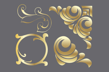 Vector damask vintage baroque scroll ornament swirl. Victorian monogram heraldic shield swirl. Retro floral leaf pattern border foliage antique  acanthus calligraphy engraved tattoo.Tile decor element