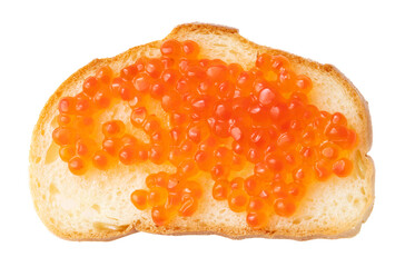 Sticker - Sandwich with red caviar isolated on white background