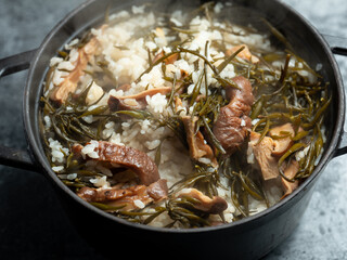 Canvas Print - Sea weed fusiforme Rice with Mushrooms	