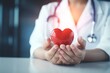 cardiology health hand person concept heart care medicine hospital doctor. Generative AI.