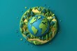 Eco friendly Earth in papercut style blue background, Earth day and World Environment day. Generative Ai