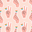 LGBT seamless pattern. Symbol of the LGBT community. LGBT pride or Rainbow elements. LGBT flag or Rainbow flag.