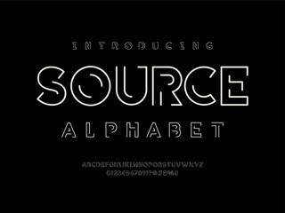 Fototapete - Vector of modern abstract line alphabet design with uppercase, numbers and symbols