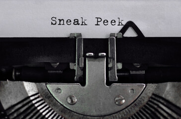 Poster - text sneak peak typed on retro typewriter
