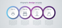 Set Line Wine Tasting, Degustation, Bottles Of Wine Box, Glass And Sun And Cloud Weather. Business Infographic Template. Vector