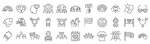 Set Of Line Icons Related To Pride Month, Pride Parade, Lgbt, Diversity Inclusion, Diversity. Outline Icon Collection. Editable Stroke. Vector Illustration