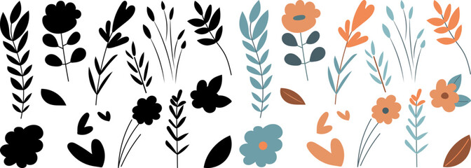 Wall Mural - set of flowers in flat style isolated vector