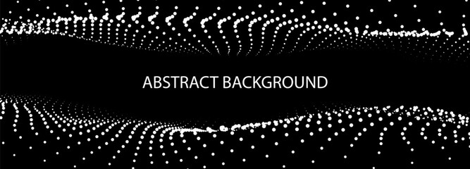 Fototapete - Abstract background of points. White wave. Cyber particles. Big data stream. Vector illustration