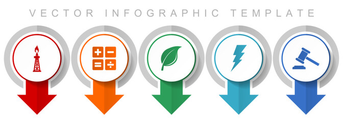 Poster - Fuel and energy icon set, miscellaneous pointer icons such as oil and gas, calculator, leaf, bolt and auction for webdesign and mobile applications, modern design infographic vector template