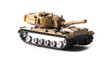Brown tank model toy isolate on white background