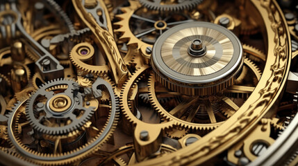 Wall Mural - Mechanical Marvel: A Captivating Steampunk Macro Journey. Generative AI