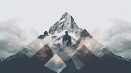 Canvas Print - A person standing in front of a mountain. Generative AI image.